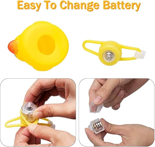 Miniatura 4 de wonuu Adornos de goma de pato de juguete para automóvil, decoración de tablero de pato amarillo, bocinas de bicicleta con casco de hélice