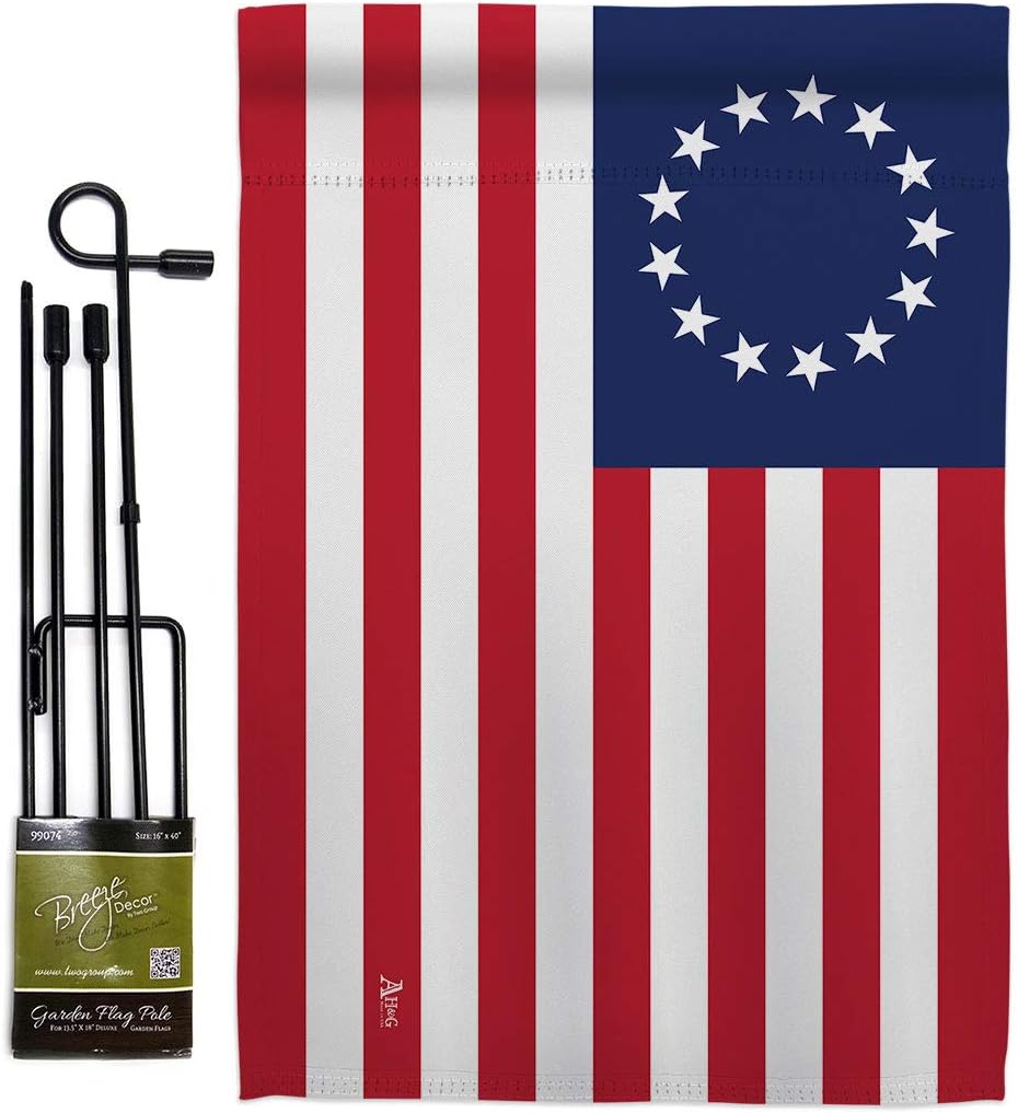 Betsy Ross Burlap Garden Flag Americana US Historic July Memorial Veteran Independence United State American Small Decorative Gift Yard House Banner Double-Sided Made In USA 13 X 18.5