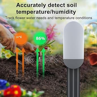 Zigbee Soil Moisture Sensor, Wireless Smart Plant Sensor Leave-in Soil Thermometer, Capacitive Probe, Tuya Zigbee Hub Needed IP66 Moisture/Temperature Meter for Garden Planting