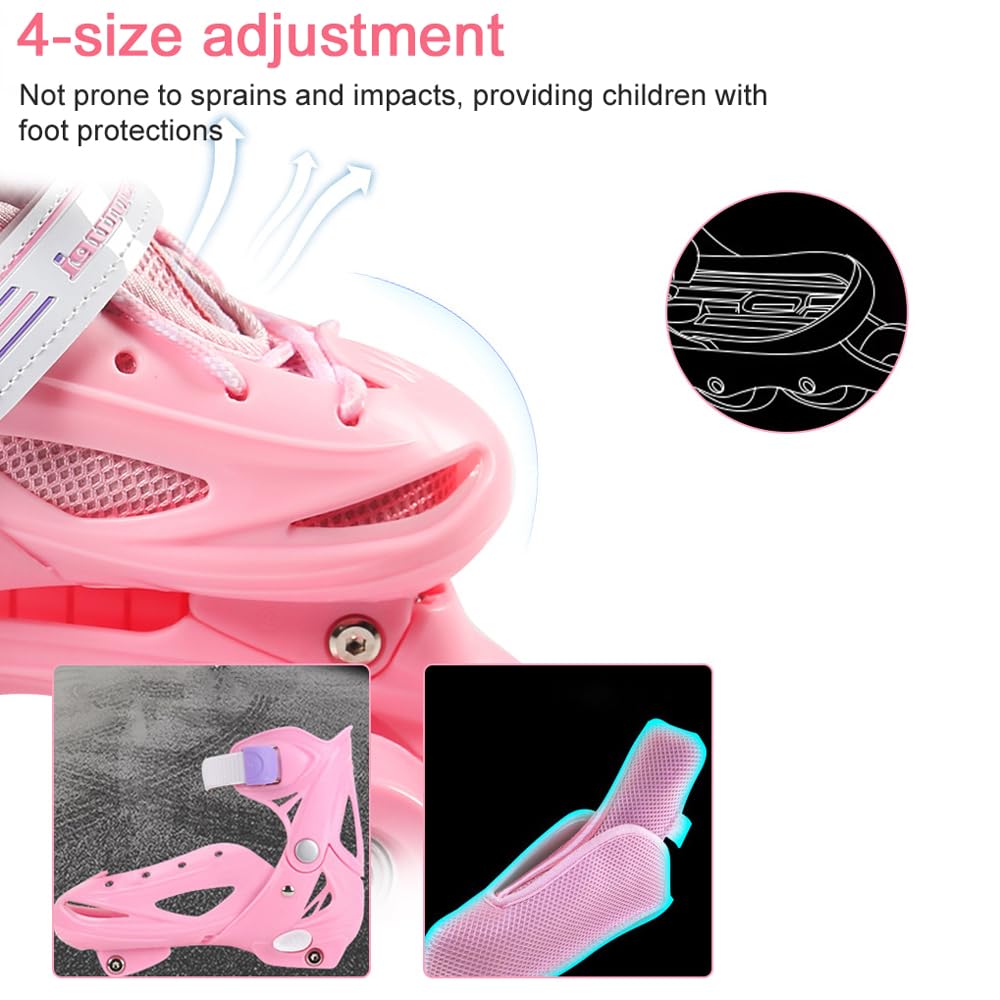 Pattini per bambini, traspiranti, per bambini, pattini a rotelle per principianti, pattini stabili per bambini, dimensioni regolabili, pattini a rotelle