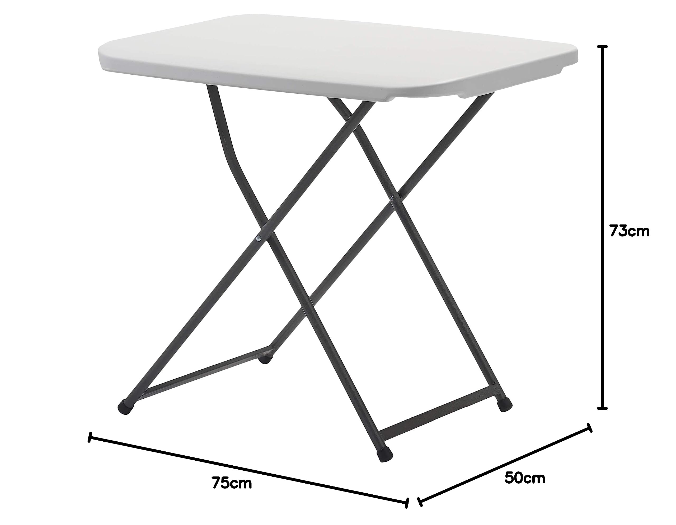 KG KITGARDEN - Mesa Plegable Auxiliar con Altura Ajustable, 50x75x56-73cm, Rectangular, Blanco