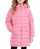 Enlifety 4-11T Girls Winter Coat Long Lightweight Hooded Puffer Jacket