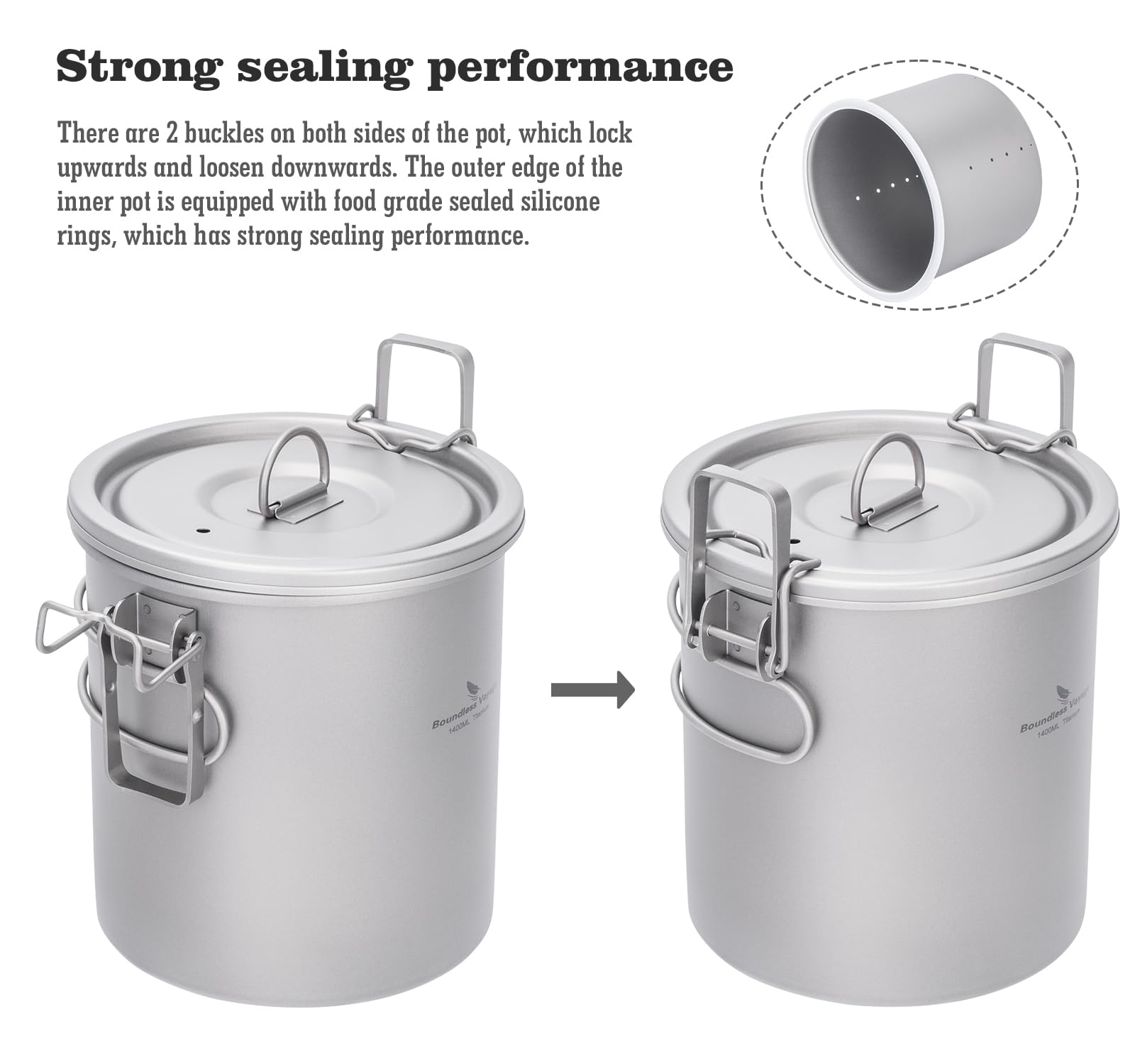 Boundless Voyage Titan Ti-2093-C Casserole multifonction pour la cuisine, la randonnée, le pique-nique