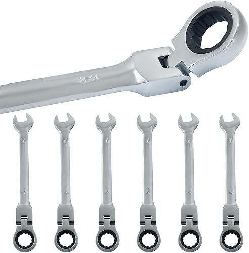 Miniatura 5 de Murtenze Llave combinada de trinquete de cabeza flexible de 34 pulgadas - SAE - 72 dientes - 12 puntos - Llave de engranajes de cabeza flexible -