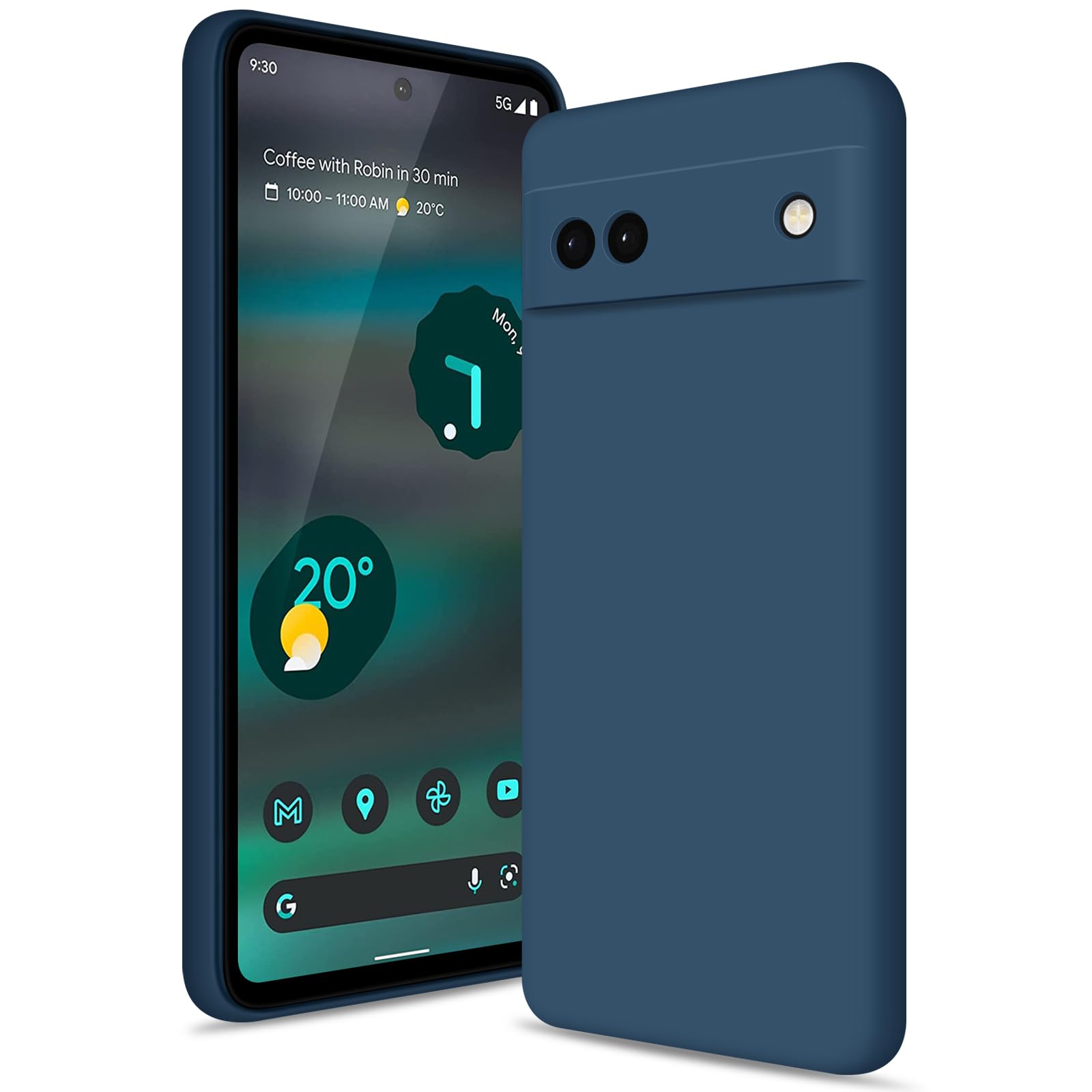 Silicone Case for Google Pixel 6A, Blue | Soft Silicone Silky Touch Easy Clean, Shockproof Slim Phone Cover, Upgraded Camera Protection, Anti-Scratch Microfiber Lining