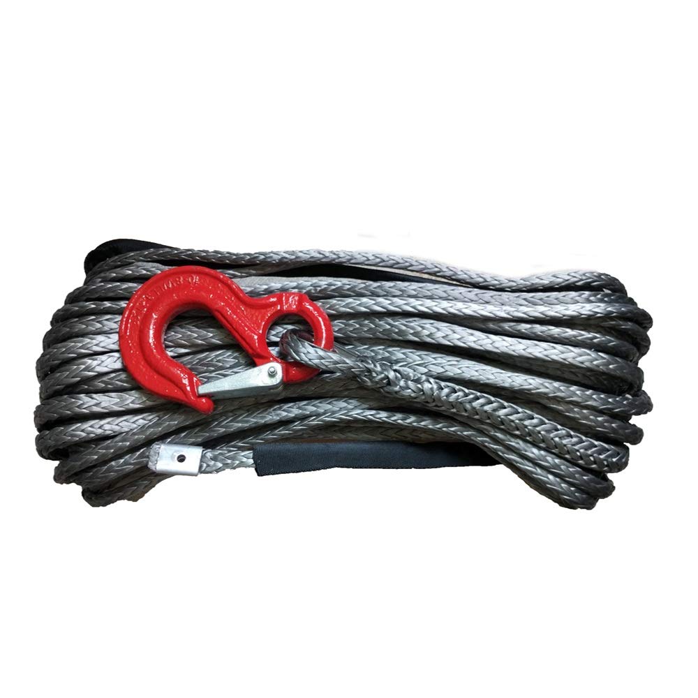 Winch Rope, 14mm X 28m Synthetic Winch Line Rope Cable with Sheath(Grijs)