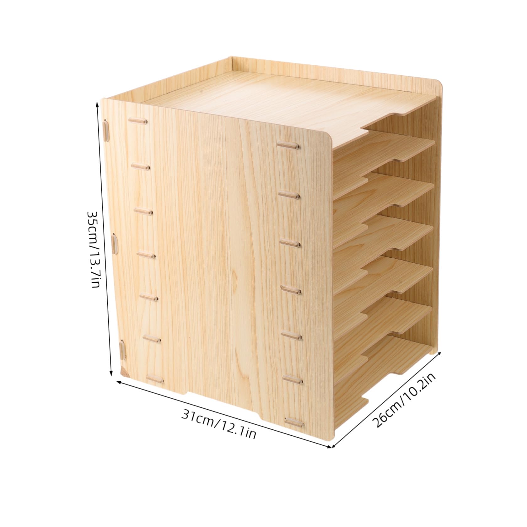 ULTECHNOVO Portadocumenti in Legno a 7 Livelli con Struttura Rinforzata e Design Naturale, Organizer Modulare per Scrivania e Tavoli, Impilabile e Versatile per Ufficio e Casa