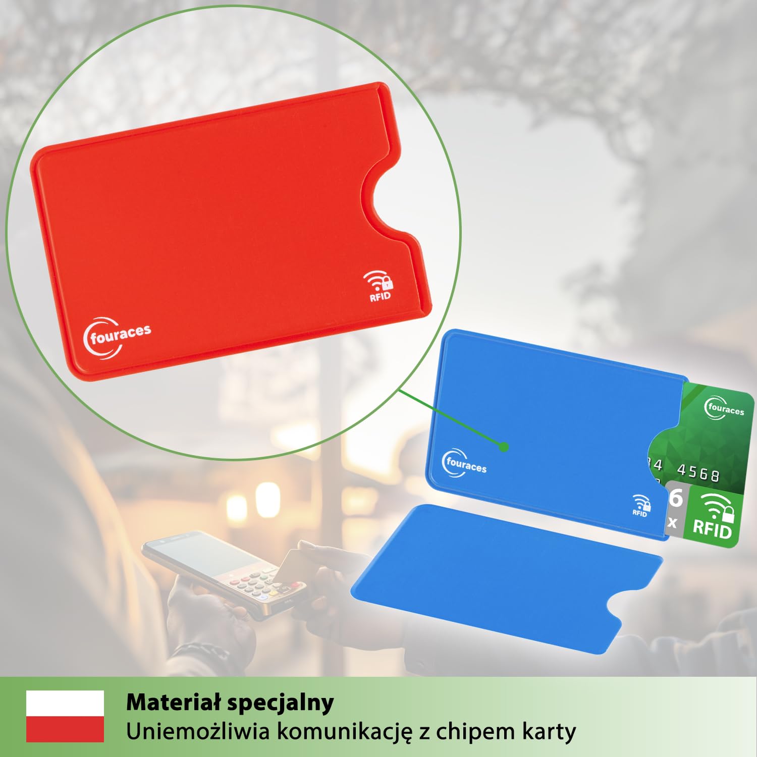 fouraces 6x etui ochronne z blokadą RFID – różne kolory – zabezpieczenie przed kradzieżą danych – etui NFC – etui na karty kredytowe i karty EC, etui na karty EC na karty bankowe