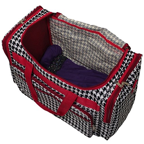 Image of World Traveler 81T16-606-R Duffle Bag, One Size, Red Trim Houndstooth
