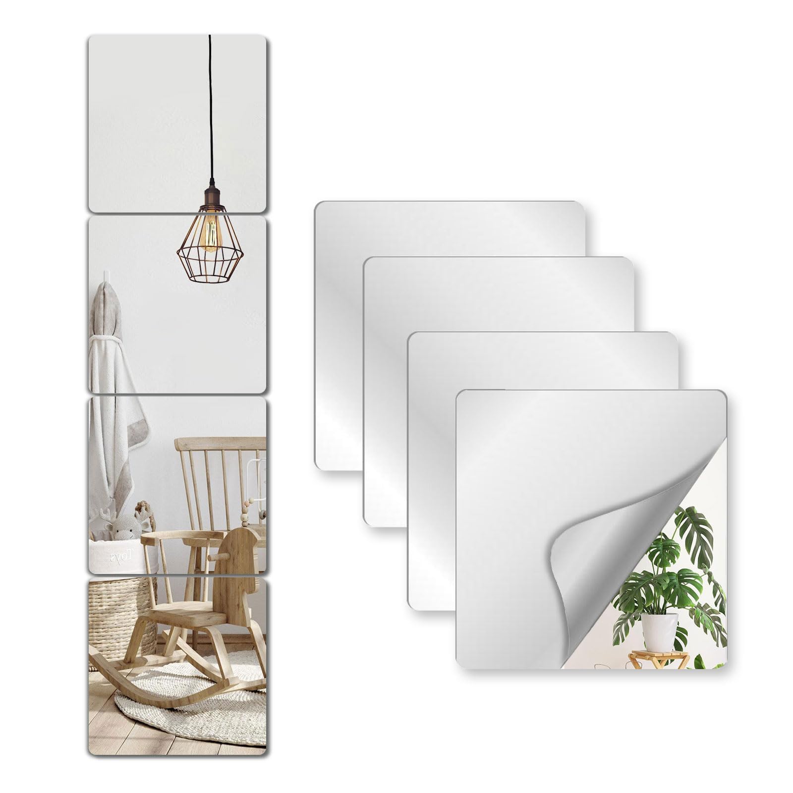Unbreakable Acylic Mirror Tiles, 4PCS 16”x16” Toddler Wall Mirror Full Length, Stick on Small Mirrors for Wall Decor, Shatterproof Mirror for Kids, Home Gym Plastic Mirrors for Bedroom-image-29
