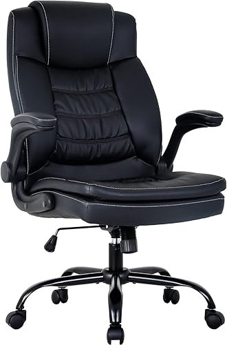 Silla de oficina, silla de computadora con soporte lumbar, reposabrazos ajustable, silla de tareas, giratoria, de piel sintética, respaldo alto,