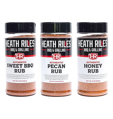 Heath Riles - Paquete de condimentos Sweet BBQ, Honey Rub y Pecan Rub