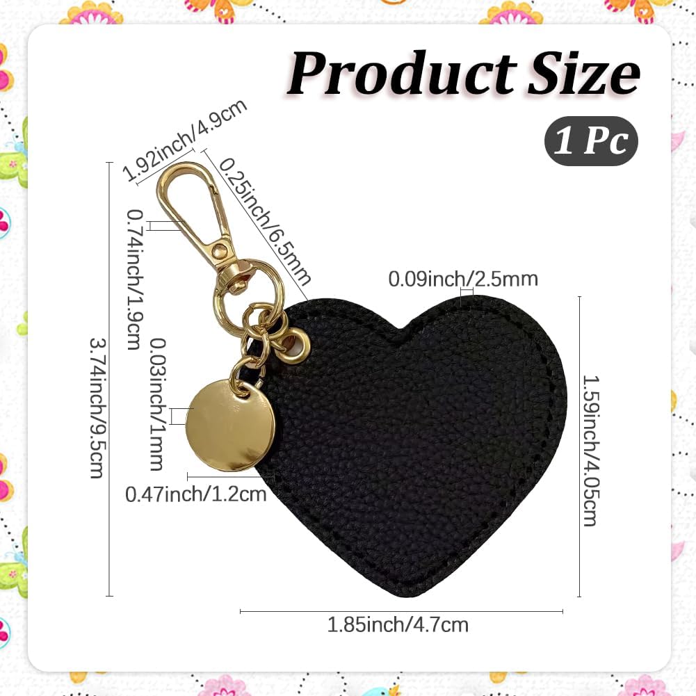 PU Leather Heart Keychain Key Ring Organizer Cute Women Heart Shaped Pendants Keychain - Image 2