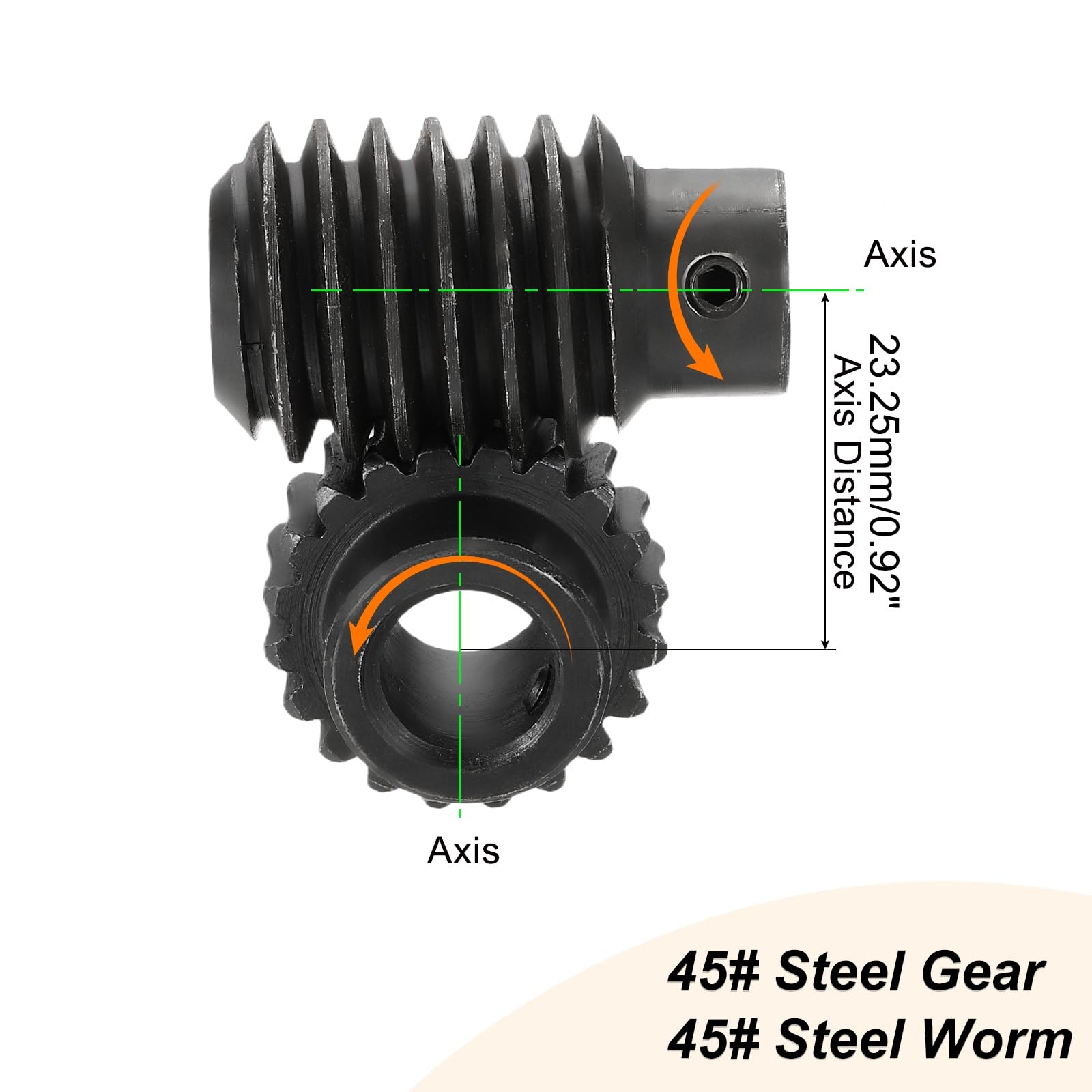 QUARKZMAN Set Ingranaggio A Vite Senza Fine In Acciaio 1045 20T Modulo 1.25 Rapporto Di Riduzione 1:20 Destra Ruota Riduttore (Ingranaggio-Foro 12mm Diametro Esterno 28mm Asta Foro 8mm)
