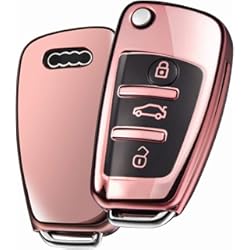 Funda Llave Audi A1 Funda Llave Audi, Carcasa Llave Audi A3 - Funda de protección Carcasa Suave de TPU para Llaves Audi A1 TT A4 A6 Q3 Q5 Q7 S3 R8 (Rosa Oro)