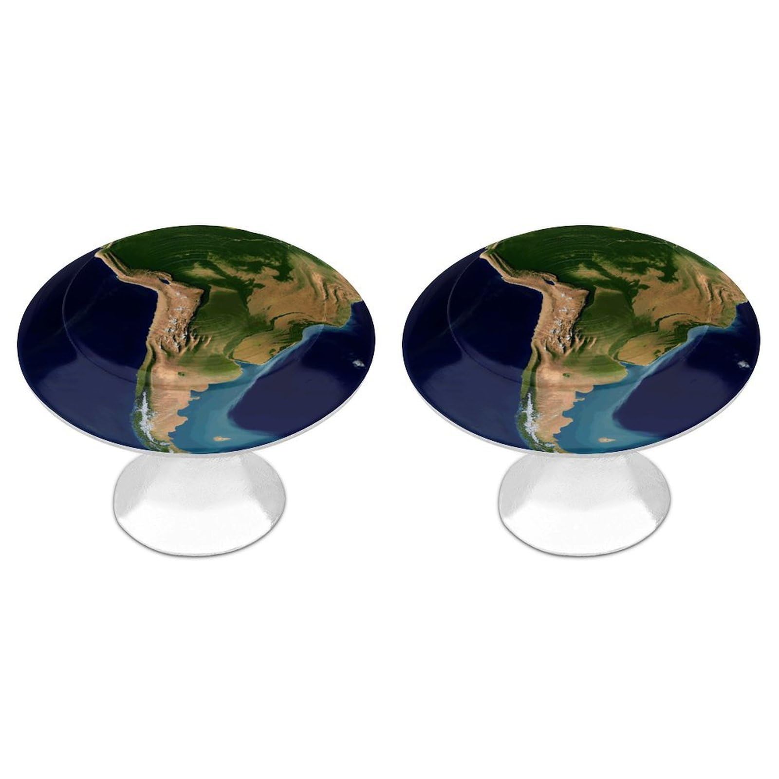 FekiLoot South America Satellite Image Cabinet Knobs Personality Stainless Steel Round Drawer Handles Circle Modern Cabinet Handles Drawer Knobs for Kitchen Dresser Bathroom Cupboard Furniture