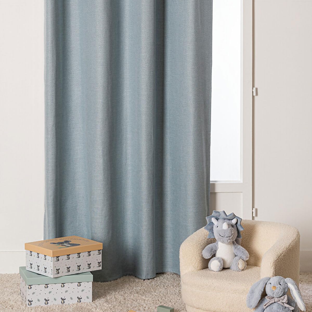 Atmosphera - Rideau occultant en métal H260cm Bleu