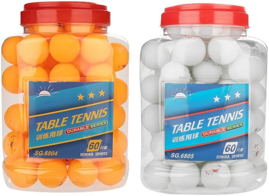 60 Pcs 3-Star 40mm Table Tennis Balls Durable Practice Ping Pong Balls for Competition Training Entertainment - Orange, White Color