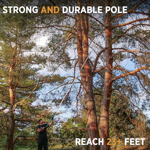 Image of StartPro 23ft Reach Tree Pruning Saw, Telescopic Manual Lightweight Extendable 18ft Pole Saw with Sharp Carbon-Enriched Blade for Efficient Tree Maintenance and High-Reach Branch Cutting.