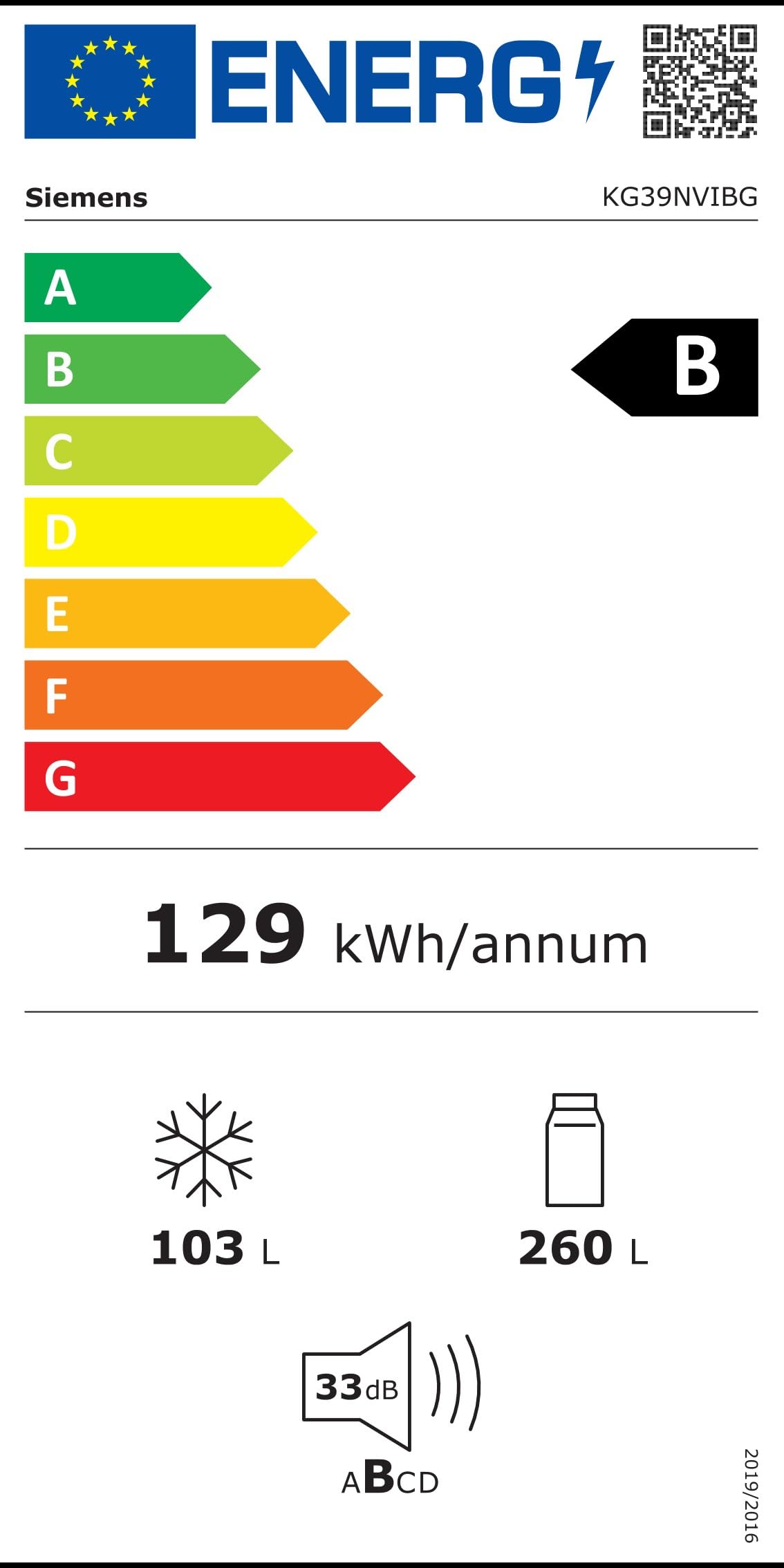 Siemens iQ300 Freistehende Kühl-Gefrier-Kombination 203 x 60 cm, KG39NVIBG, 260 L Kühlen & 103 L Gefrieren, Total noFrost, Nahtlose Platzierung, hyperFresh Technologie, LED Beleuchtung, Edelstahl