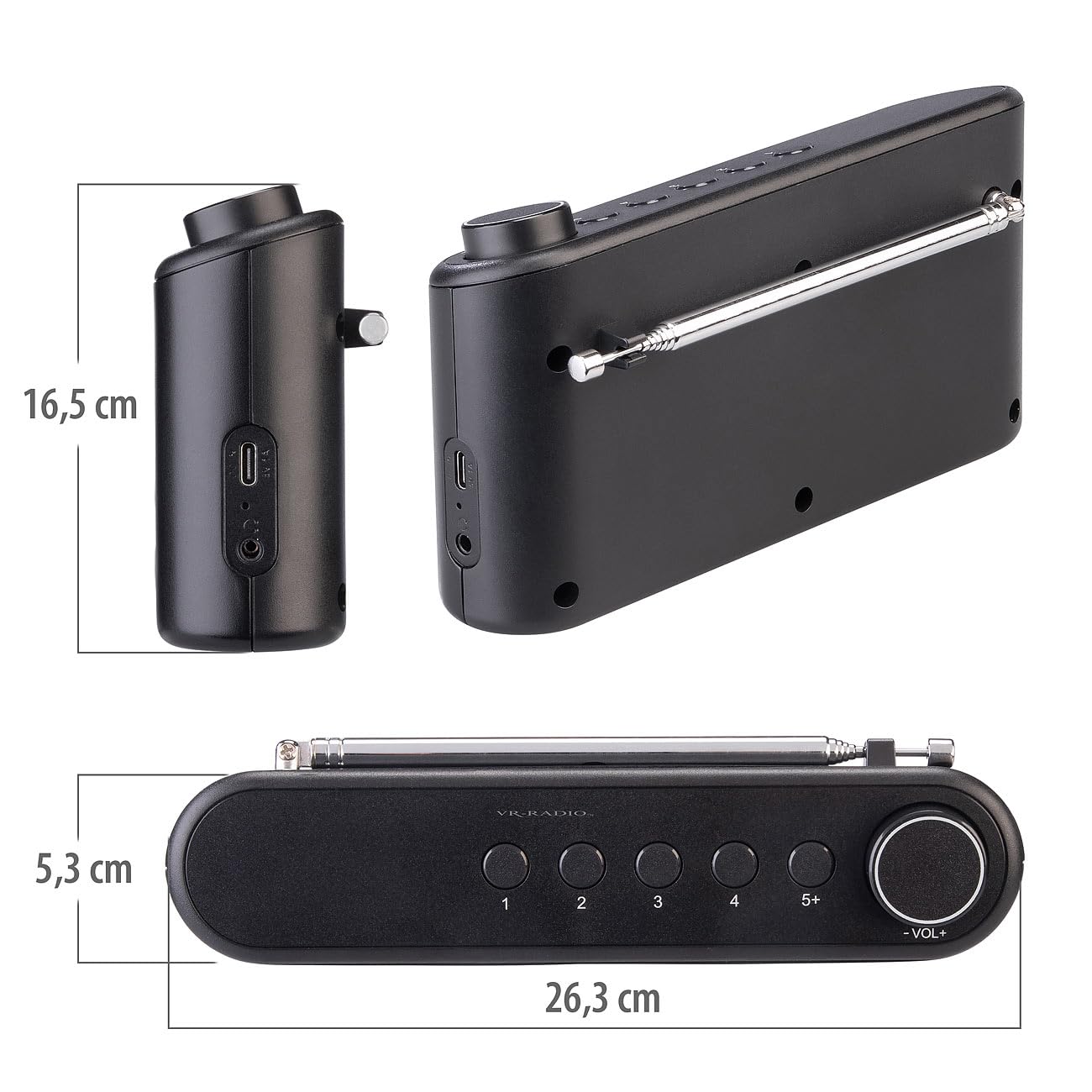 VR-Radio DAB+ Radios: Mobiles Akku-Digitalradio mit DAB+/FM, Farbdisplay, Bluetooth 5.3, 6 W (Mobile DAB, DAB-Kofferradio)