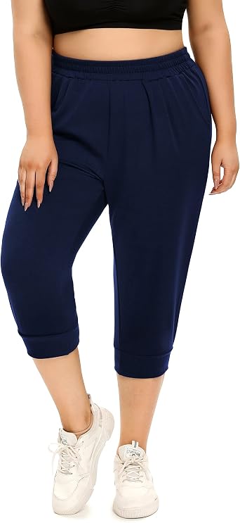 Amazon.com: AMZ PLUS Pantalones capri para mujer, talla grande, pantalones  casuales con bolsillos, ajuste holgado, pantalones deportivos para mujer :  Ropa, Zapatos y Joyería