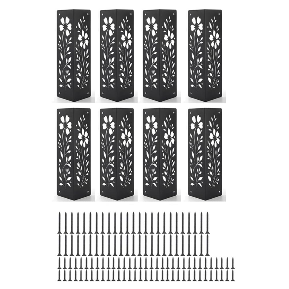 Jnchdghwa Black Heavy-Duty Corner Brackets For Wood For Raised Garden Bed With Screws-Metal Corner Support System 8Pcs