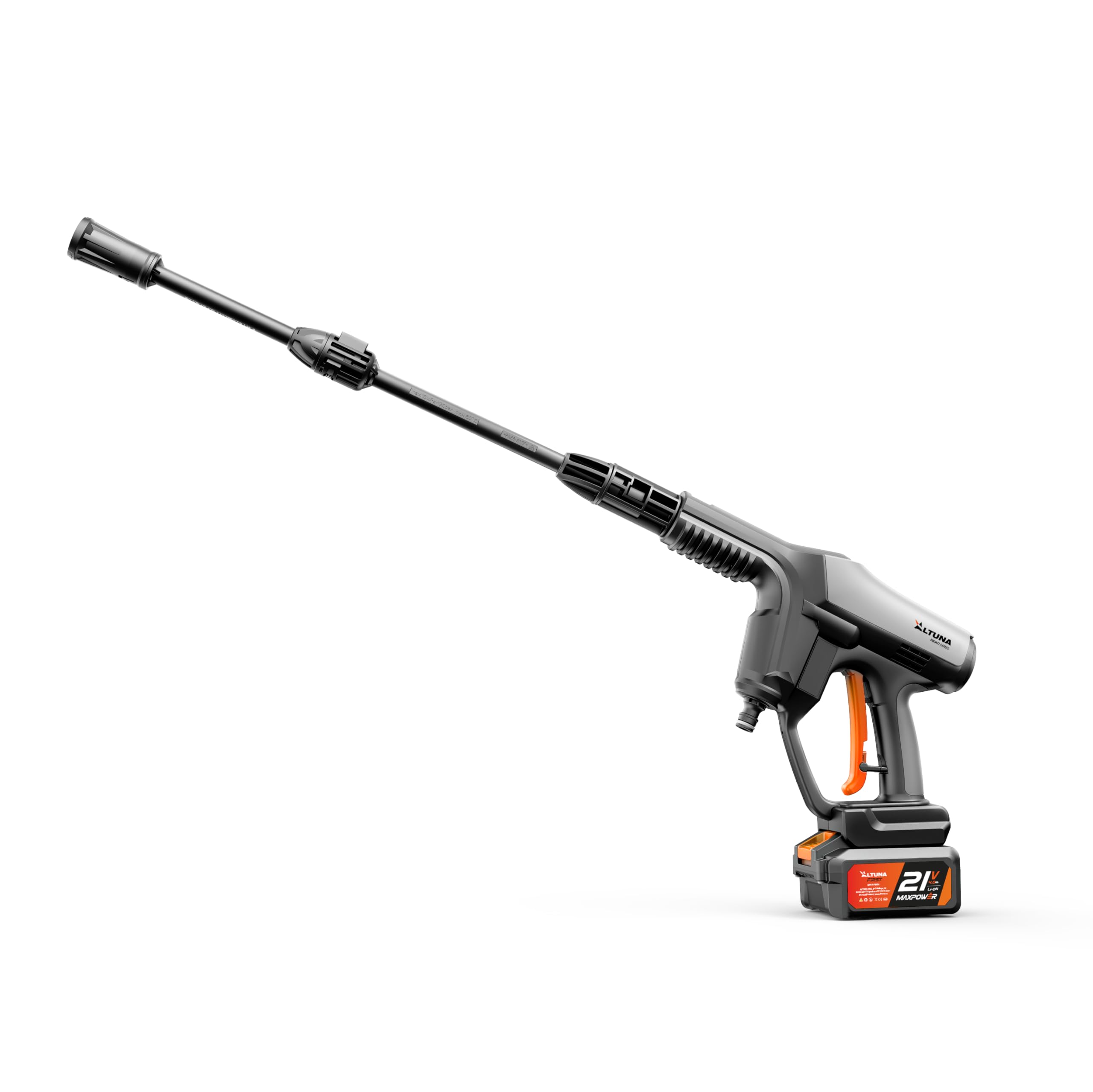 Altuna Idropulitrice a Batteria 21V – Portatile con Pompa in Alluminio – Pressione max 40 bar – Aspirazione da Secchio, Serbatoio o Rubinetto – Sistema TSS – Auto, Giardino e Terrazzi – AH01