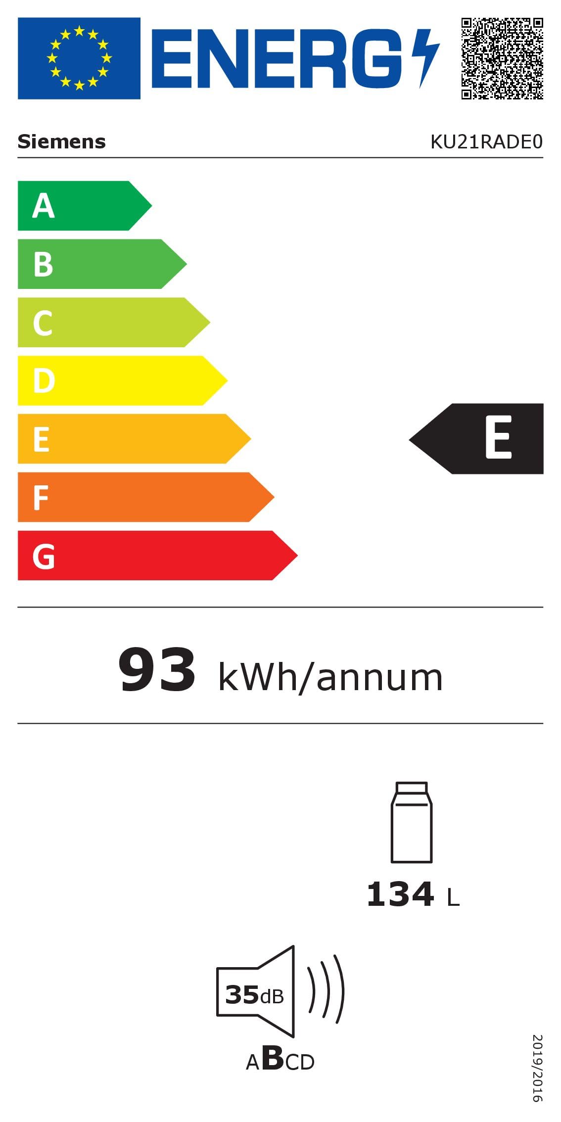 Siemens KU21RADE0, iQ500 Smarter Unterbau-Kühlschrank ohne Gefrierfach, 82 x 60 cm Nische, 134 L, hyperFresh Schublade, Flaschenhalter, Sehr leise 35 dB, softClose Flachscharnier mit Softeinzug