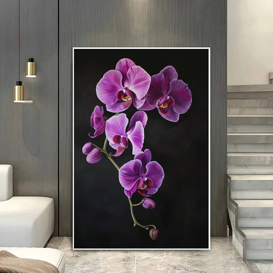 Toile orchidée abstraite 60x90cm affiche florale moderne salon
