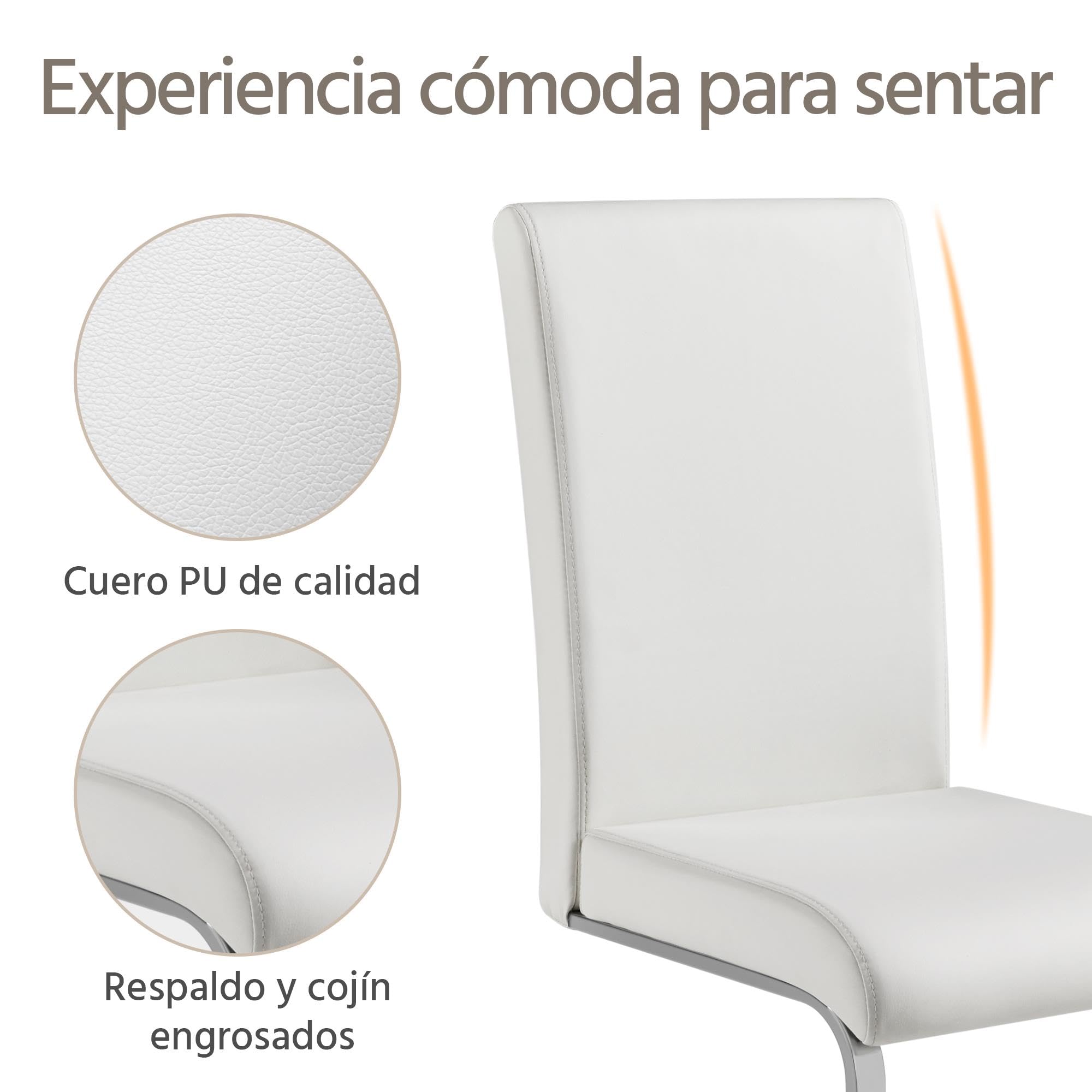 Yaheetech 2 Piezas Sillas de Comedor Sillas de Oficina Conferencia Altura 47cm MAX Carga 135kg Blanco
