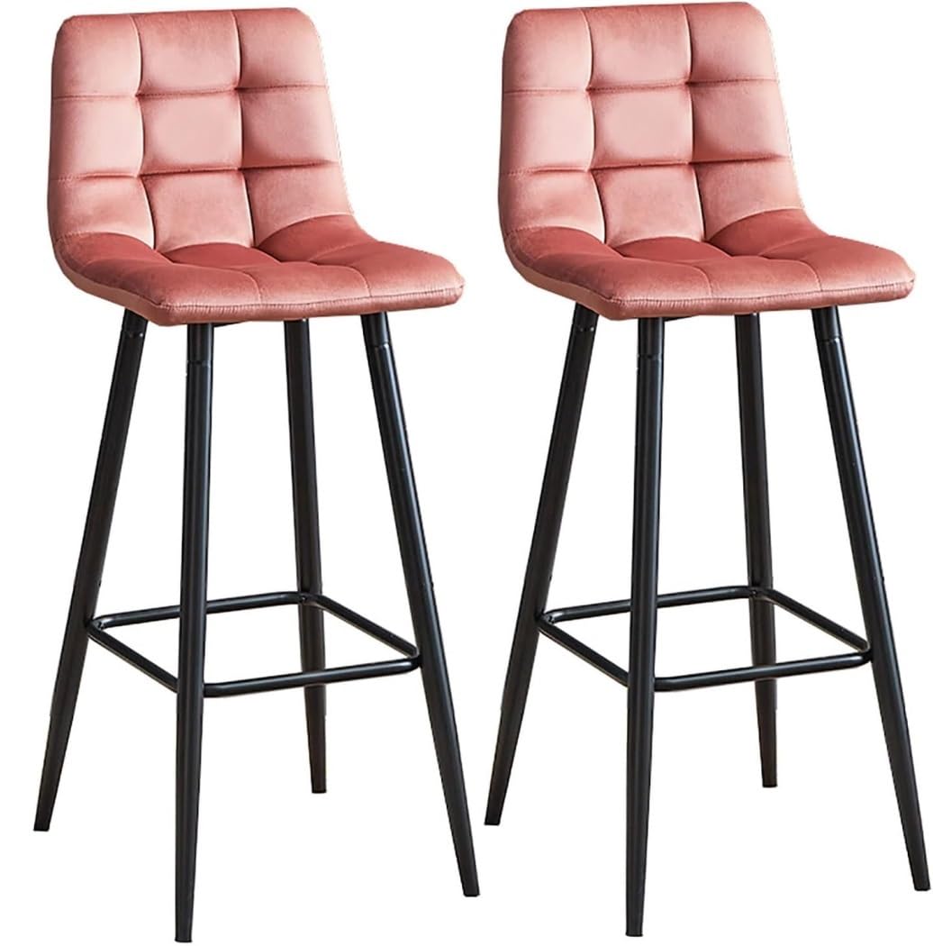 Barstool Bar Stools Counter Stools Bar Chairs Bar Stools Kitchen Counter Chairs Set Of 2 Velvet Breakfast Bar Chairs With Metal Legs, High Stools For Bar Bar Stool Barstools ( Color : Pink , Size : Se