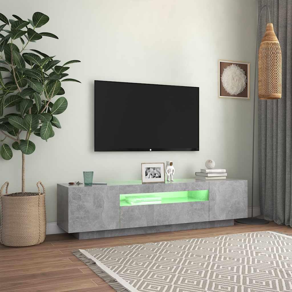 vidaXL Mobile Porta TV con Luci LED Grigio Cemento 160x35x40 cm