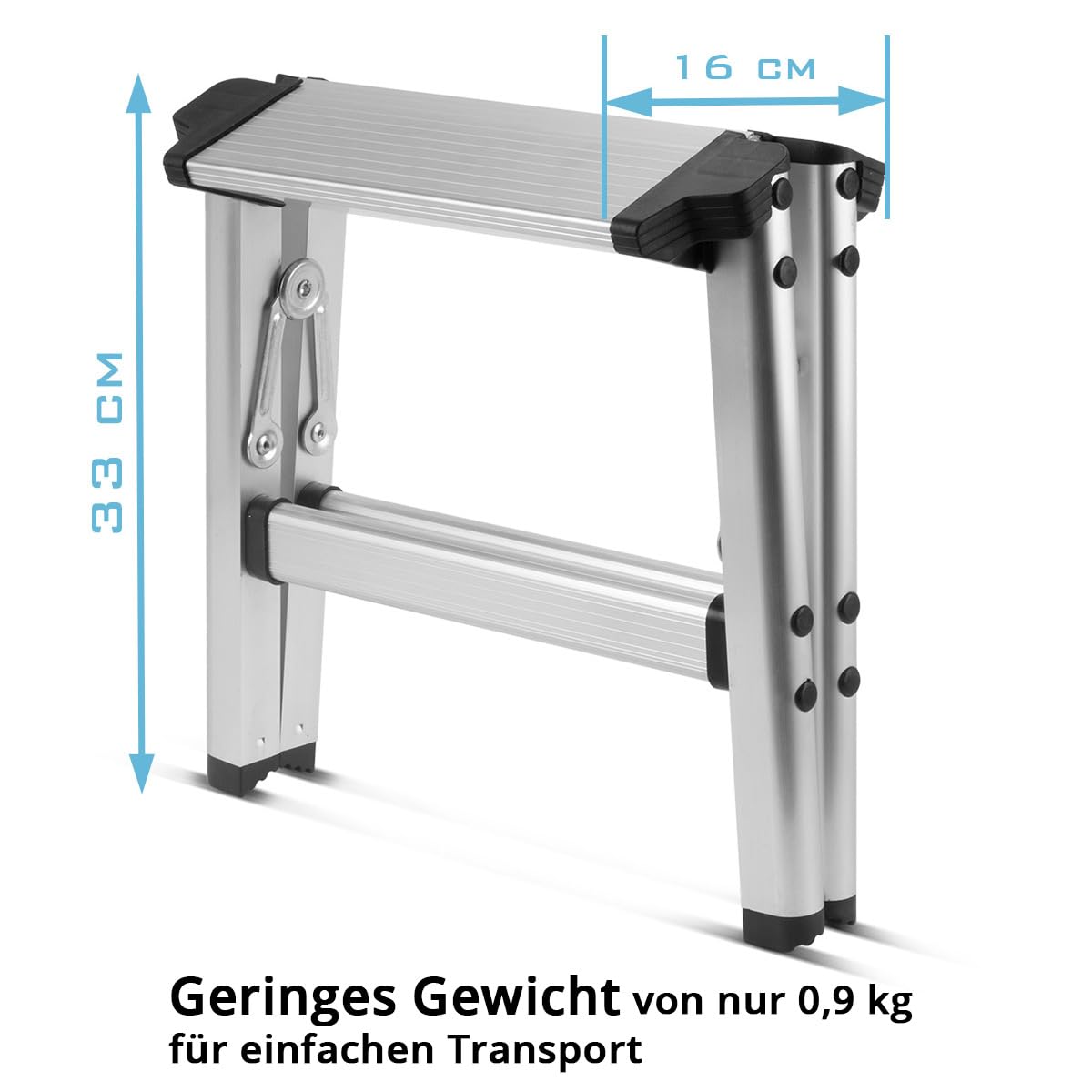 STAHLWERK Gradino pieghevole KT-1 ST con portata di 120 kg Scala in alluminio, scala pieghevole, scaletta, sgabello, sgabello con gradino antiscivolo