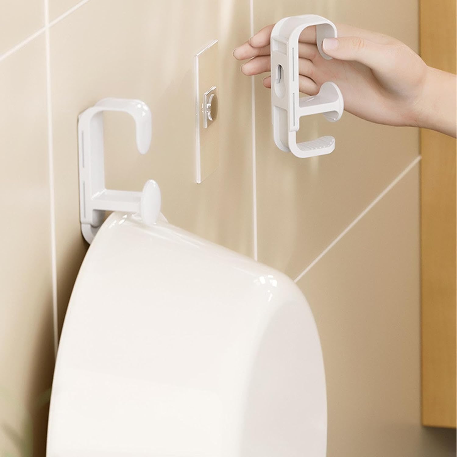 Telescopic Washbasin Hook, Adhesive Wall Mounted, Adjustable Length for Bathroom - High Load Capacity, Durable ABS Material, Easy Installation for Towels and Robes