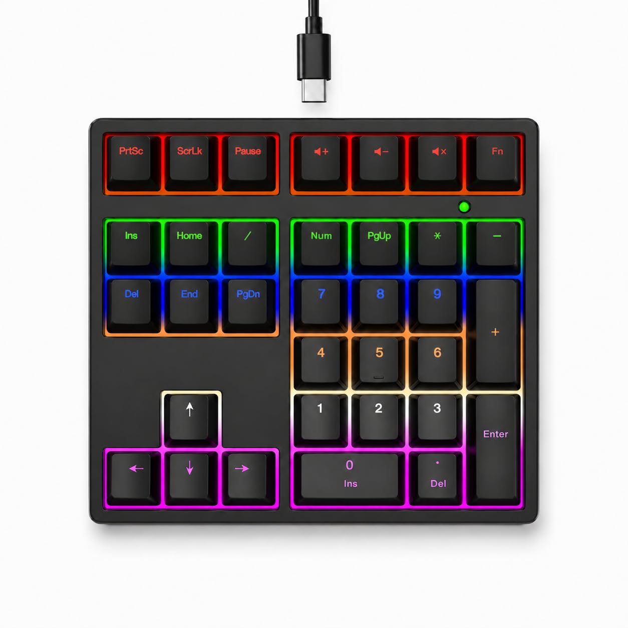 Diyeeni Pavé numérique mécanique USB remplaçable à chaud avec pavé numérique rétroéclairé RVB à 34 touches, pavé numérique filaire USB pour ordinateur portable de bureau (noir)