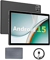 AiProTablet 10 Inch Android 15 Tablet: 12GB RAM, 64GB ROM Expand to 1TB, Quad-Core, WiFi 5, 6000mAh Battery, Black