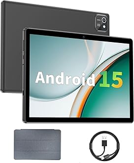 - Tablet 10 inch Android 15 Tablets, 12GB RAM 64GB ROM 1TB Expand, Quad-Core Processor, 1280x800 LCD Touch Screen, WiFi 5, Dual Camera, BT5.0, 6000mAh Battery (Black)