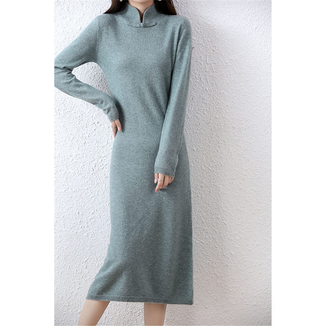 Disimlarl Mujer tejido 100% lana merino otoño invierno cálido elegante vestido largo vintage