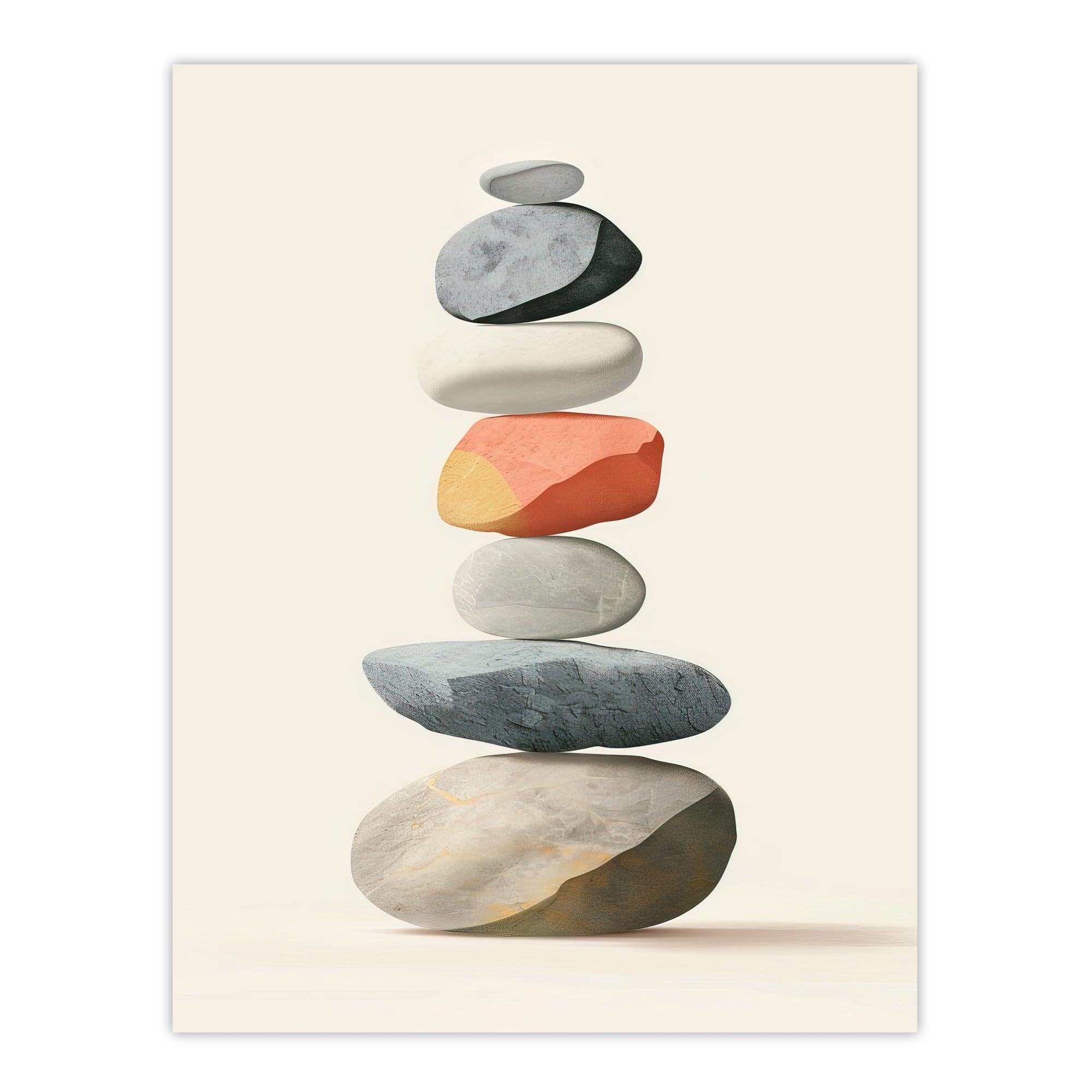 Artery8 Stacked Rock Cairn Bright Vertical Boho Design Living Room Extra Large XL Wall Art Poster Print