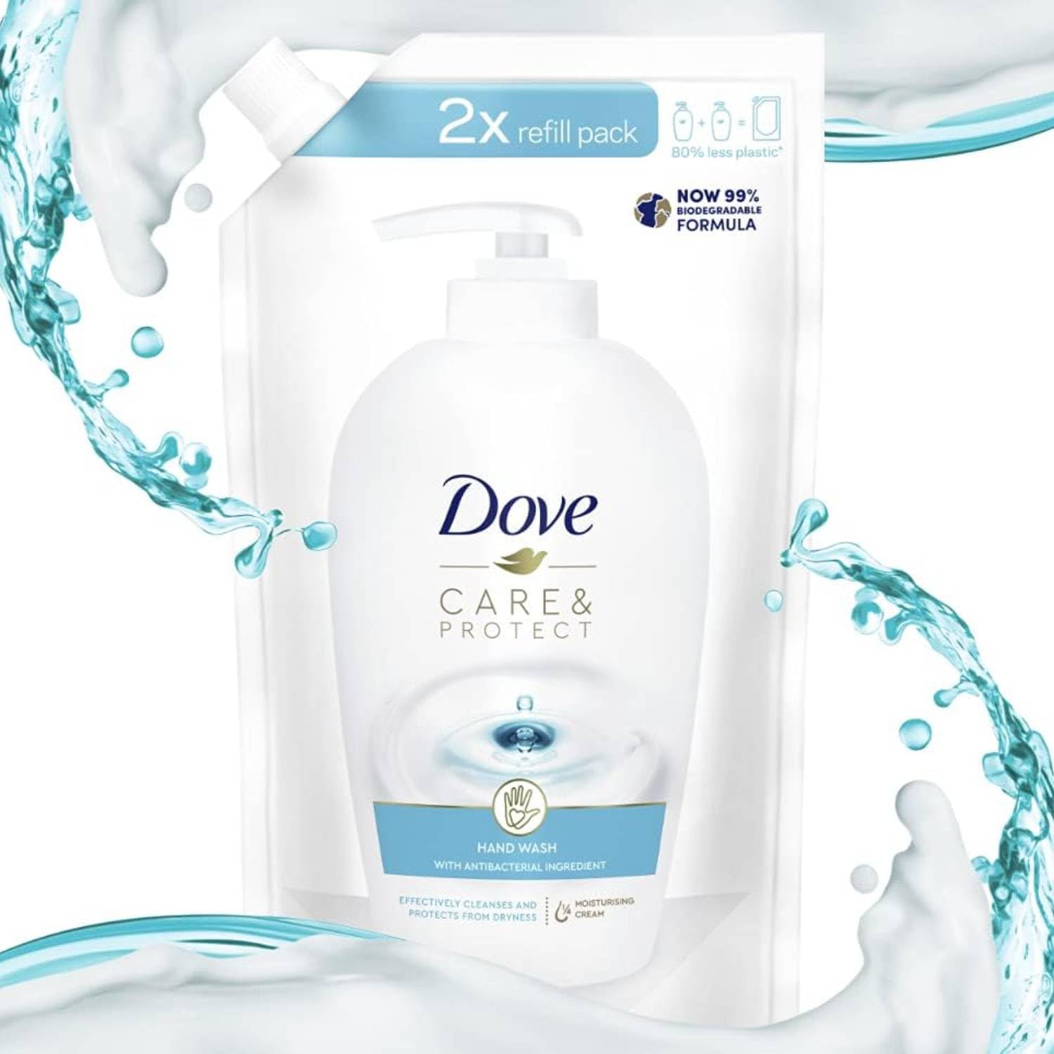 Dove Ricarica Sapone Liquido Mani Antibatterico Care & Protect 500 Ml (30, Unità)