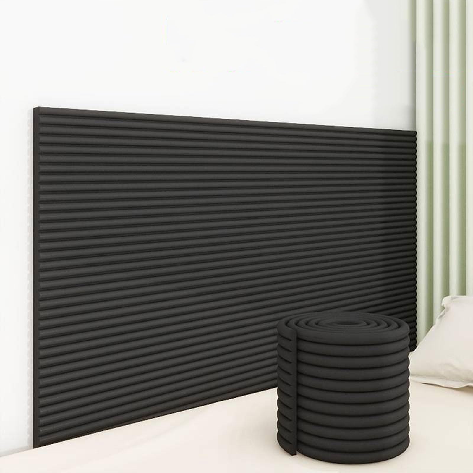Wandpaneele Gepolstert, Autotür-wandschutz Garage/Bett/Kinderzimmer - Selbstklebend, Kantenschutz Kinder Wandkissen 200cm Polsterpaneel Wand Wandpolster Bett(Schwarz,1pcs)
