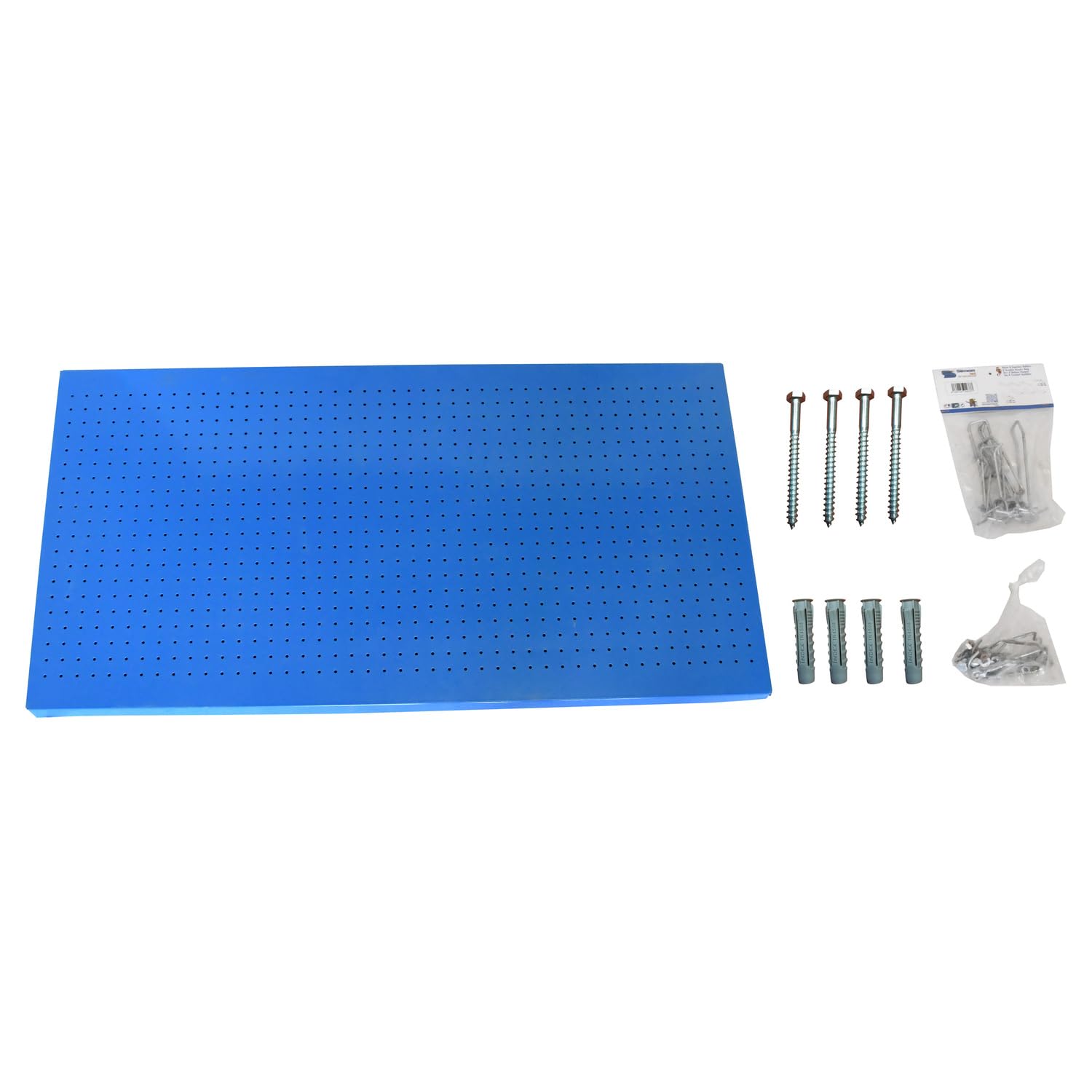 SimonRack Pannello Portautensili in Metallo, Pannelli per attrezzi, Include 14 Ganci e 3 Mensole, 1200x400 mm, Blu - Simonwork
