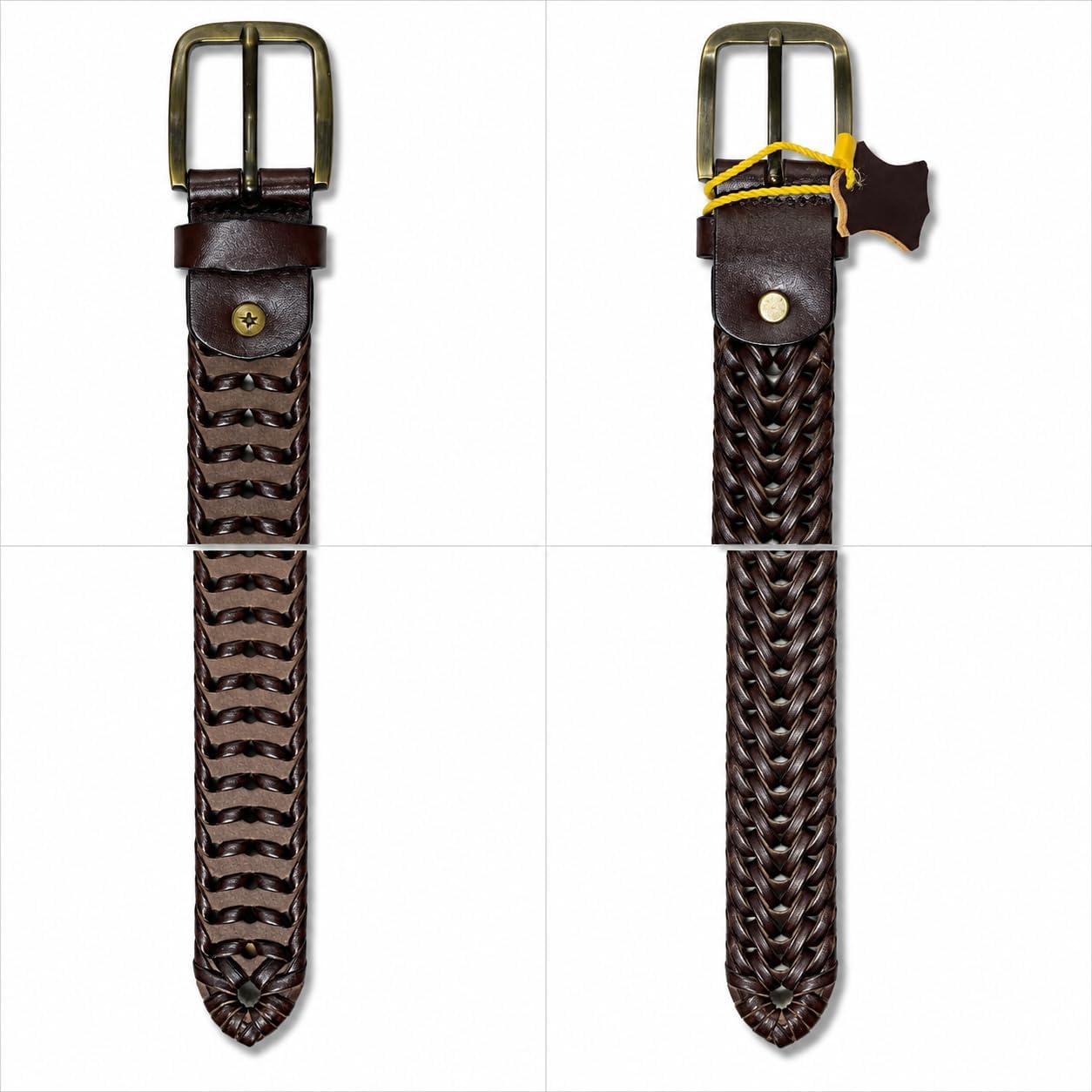 Braided Genuine Leather Belt with Vintage Buckle Unisex
