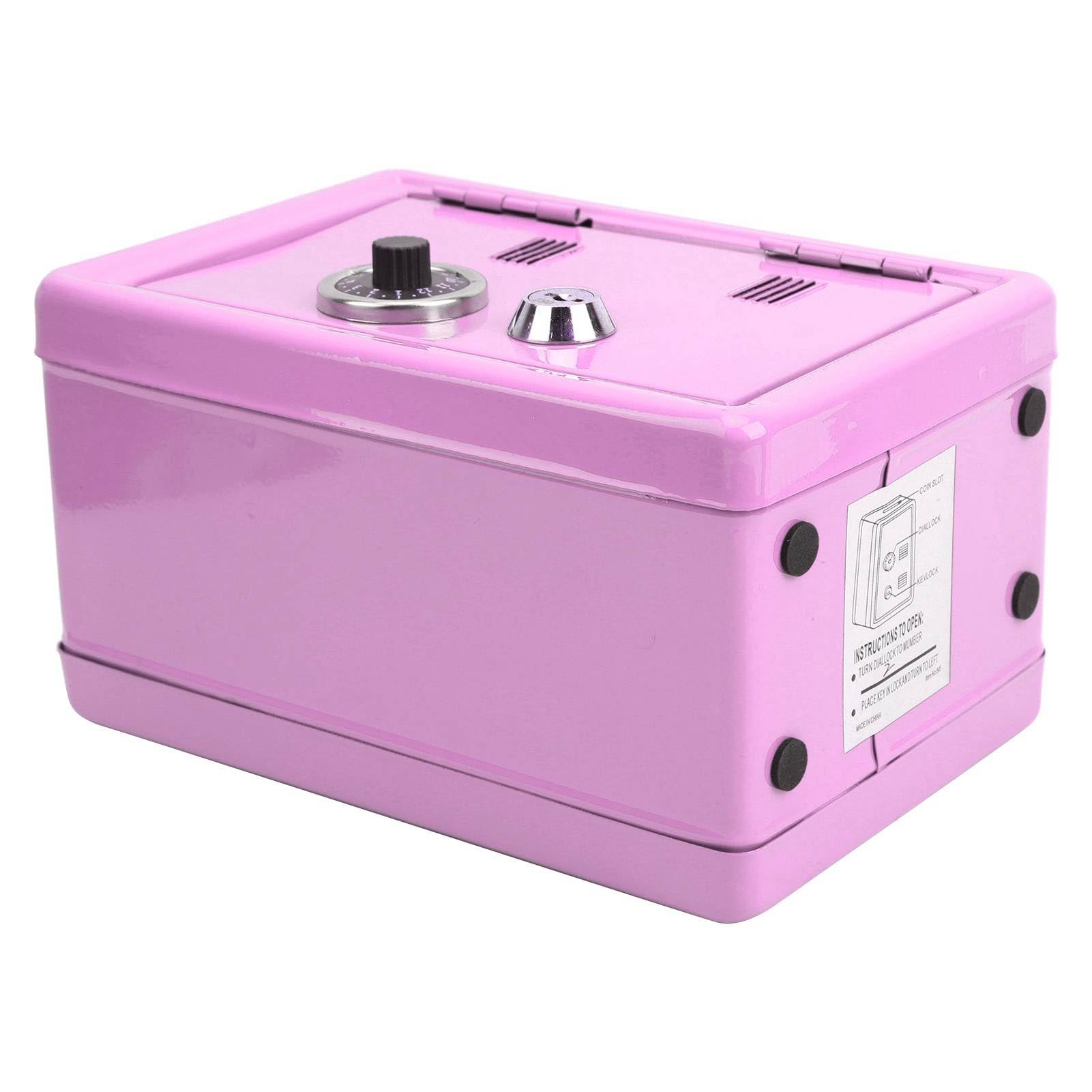 Children Mini Key Money Storage Case Safe Box Metal Innovation Presents Supplies for Kids (Pink)