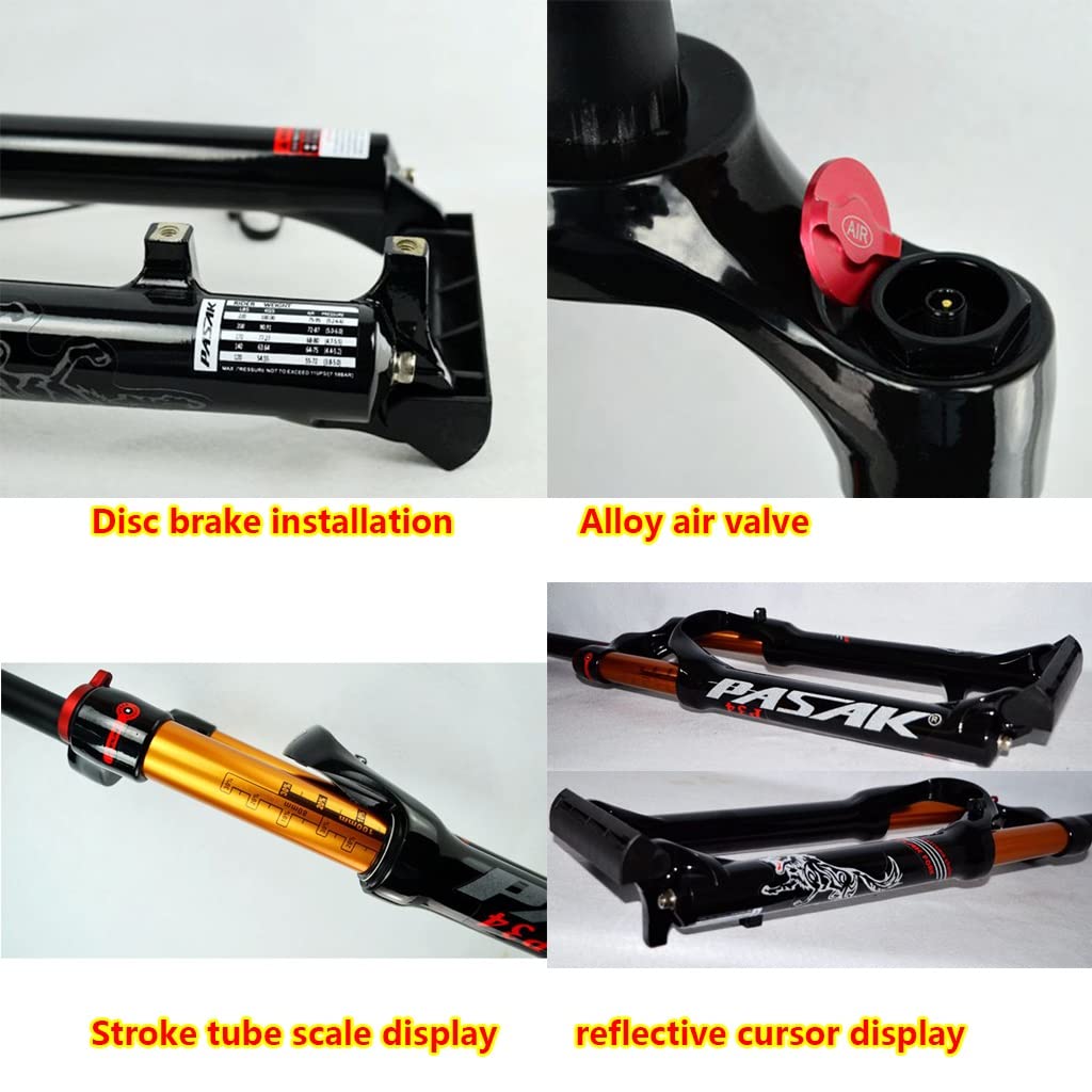 MTB widelec amortyzowany pneumatycznie 26/27,5/29 cali skok sprężyny 100 mm odbicie regulowane 1 1/8" rura prosta QR 9 mm hamulec tarczowy ręczny blokada XC AM widelce do rowerów górskich