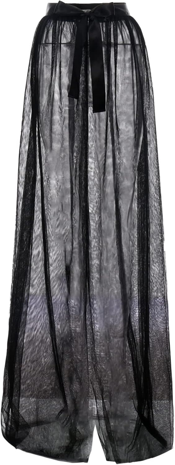 Women Tulle Tutu Long Skirts Festival Wedding Party Cocktail Prom Bandage Mesh Maxi Dress Overskirt - Image 5