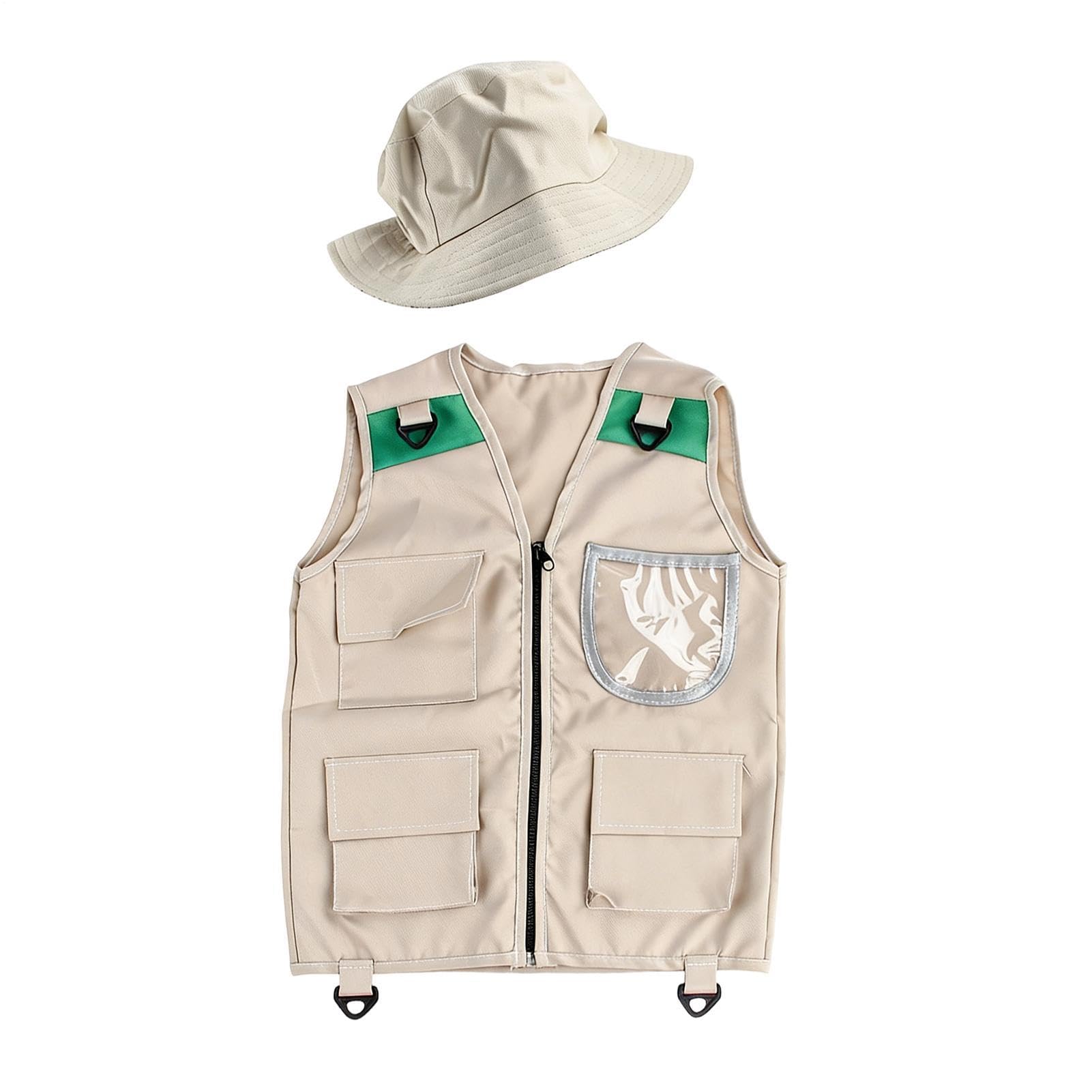 Kids Explorer Vest And Hat Costume Safari Cargo Vest And Hat Kids Outdoor Activity Pretend Play Costume For Girls Boys
