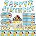 Naotona 45 Teiliges Party Set, Geburtstag Geschirr Kit, Thema Party Kindergeburtstag Tischdeko, Partyzubehör, Enthält Teller, Serviette, Tischdecke, Happy Birthday-Banner, Kuchendekoration