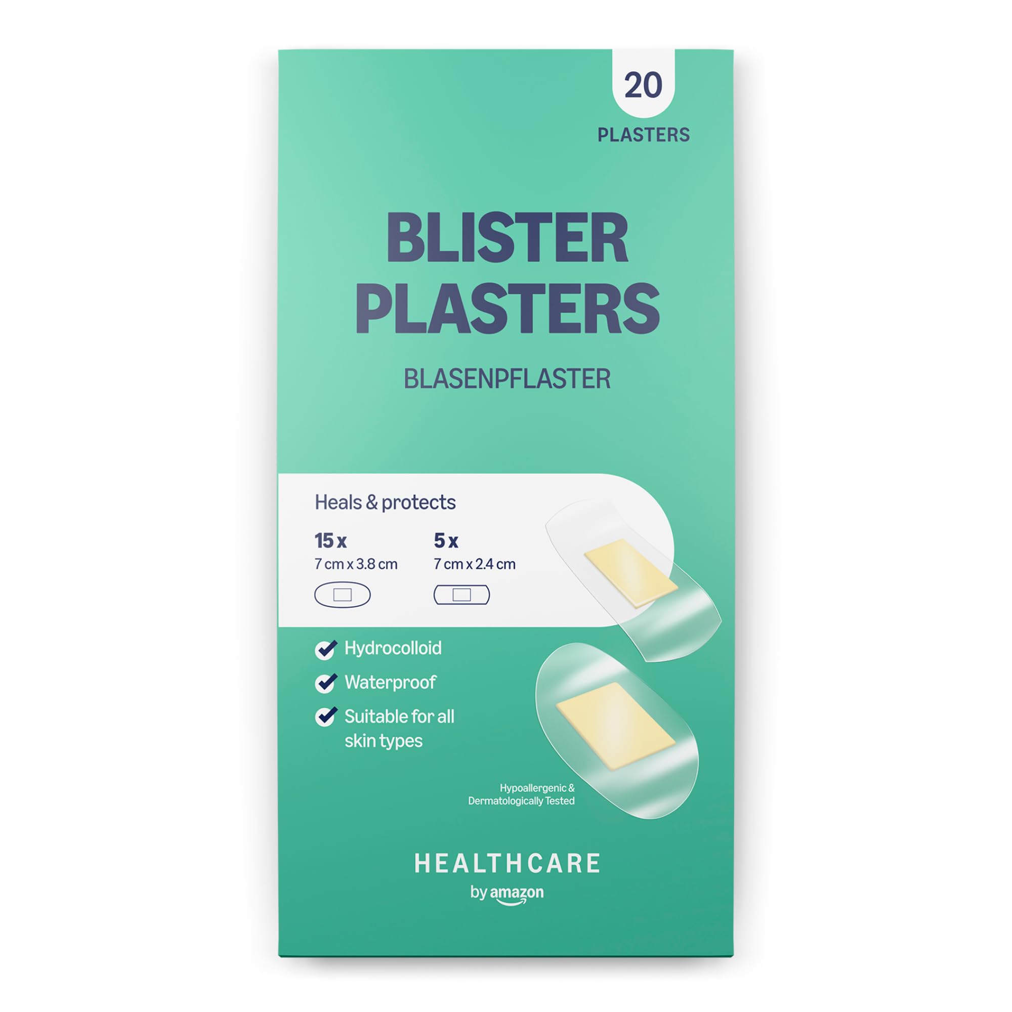 Healthcare By Amazon Blister Plasters (Pack of 20) (Previously a Amazon Basic Care brand, same product)